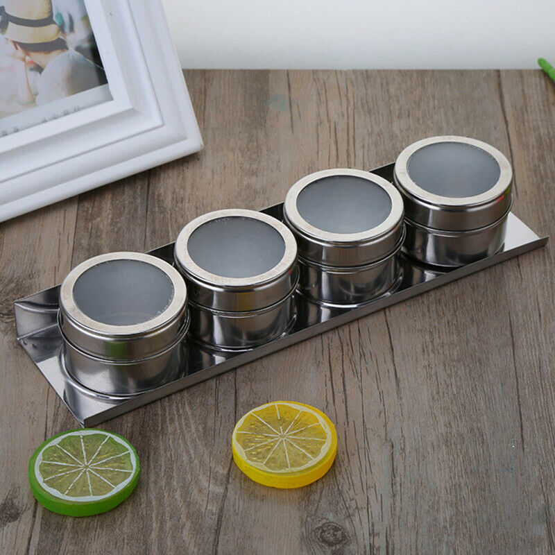 1PC Outdoor Spice Storage Container Jar Stainless Steel Tins With Clear  TtH FT