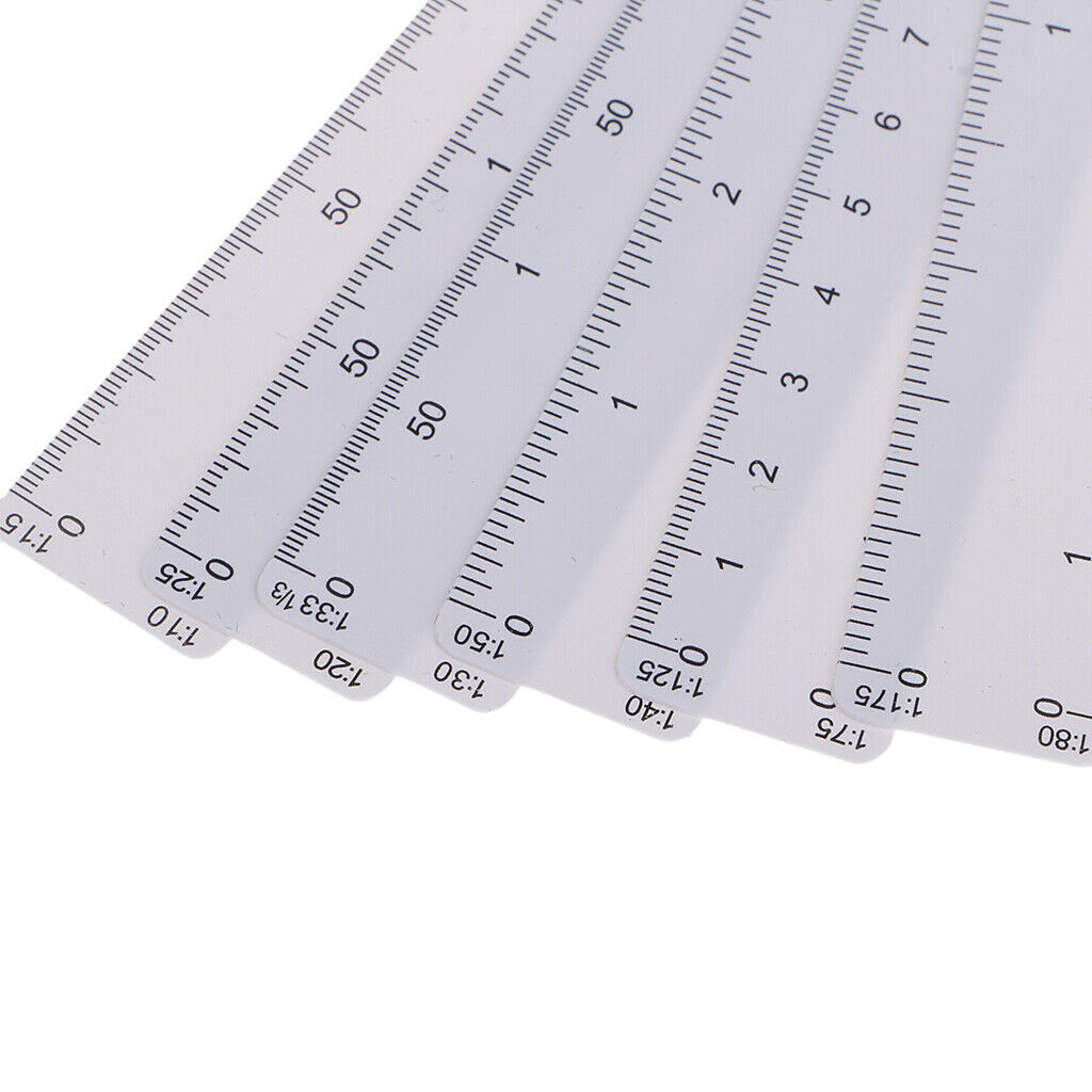6x Folding Fan Shape Architects Scale Ruler For Graphics Multi Ratio Scale