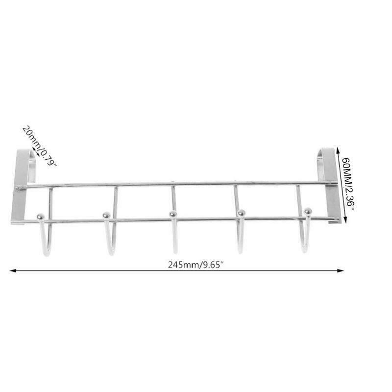 5 Hooks Over Door Clothing Hanger Rack Cabinet Door Loop Holder Shelf For Home