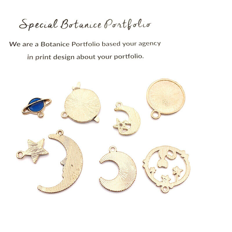 8PC Cute Moon/Star/Planet Enamel Charm Pendant for DIY Earrings/Bracelet .l8