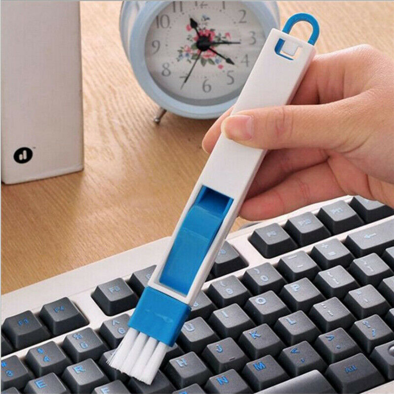 2IN1 Window Door Tracks Groove Clean Brush Dustpan Crevice Keyboard Bru.l8