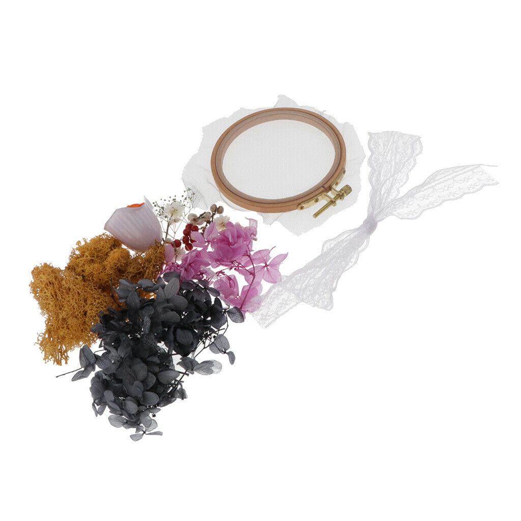 DIY Dried Flower Pendant with Hoop Kits for Car Home Wall Decor Craft Orange