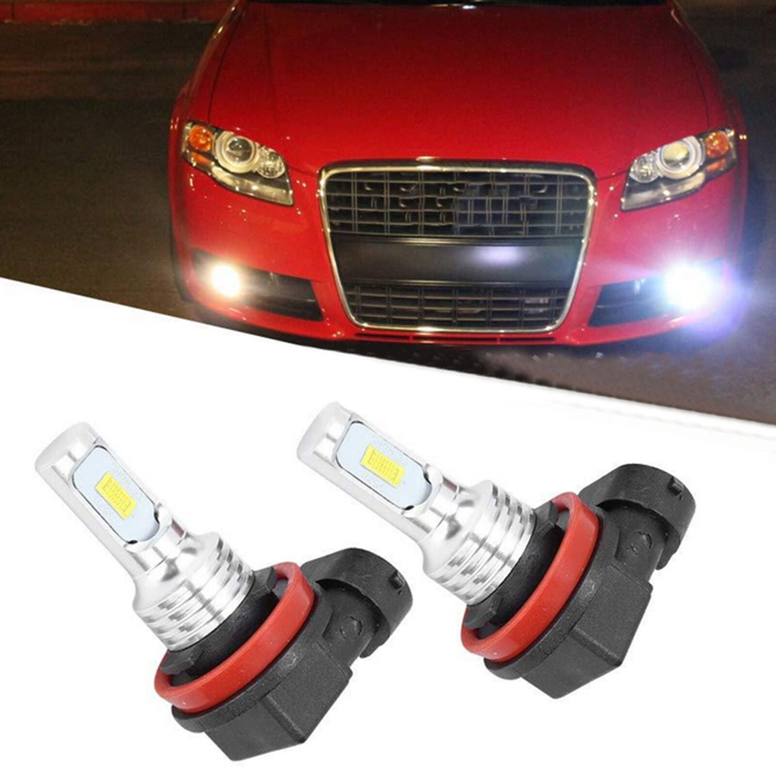 Upgrade H11 H8 H9 LED Headlight Bulbs Kit High Low Beam 35W 4000LM 6000K White