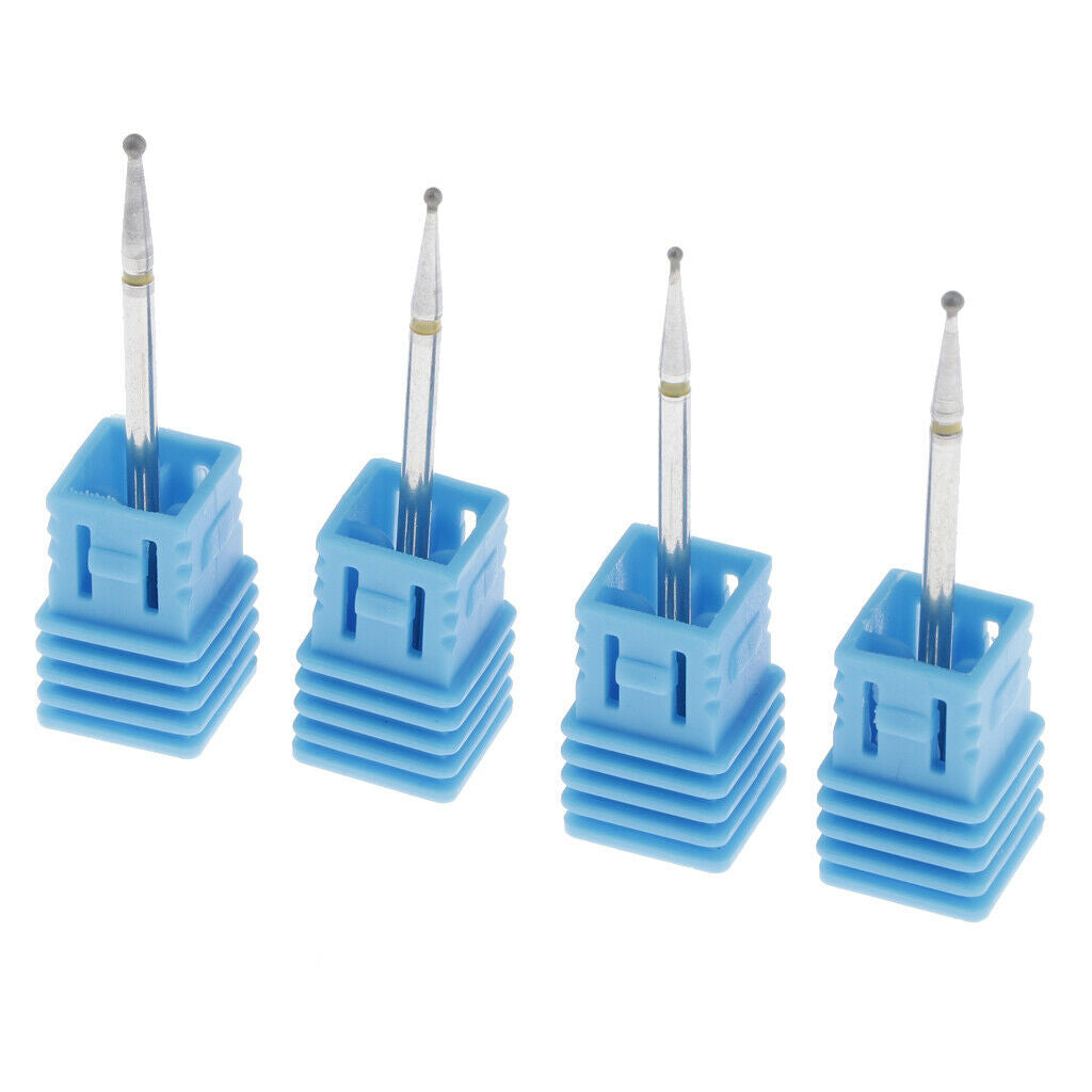4pcs Carbide Cuticle Clean Drill Bits Smooth Top, 3/32 Shank Nail Bits for