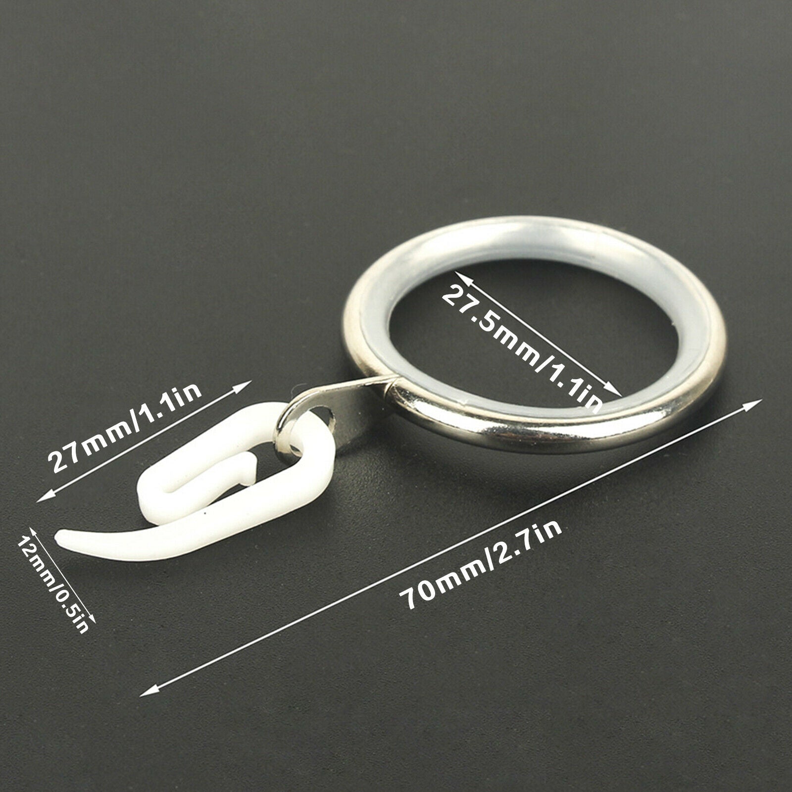 50PCS-Curtain Shower Curtain Hooks Glide Rings Stainless Steel Set