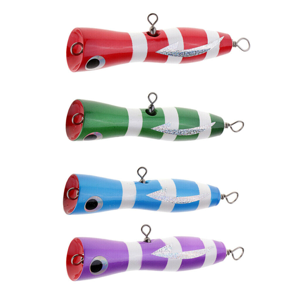 Wood Popper Lure Hard Bait Big Game Trolling Top Water Crankbaits Purple