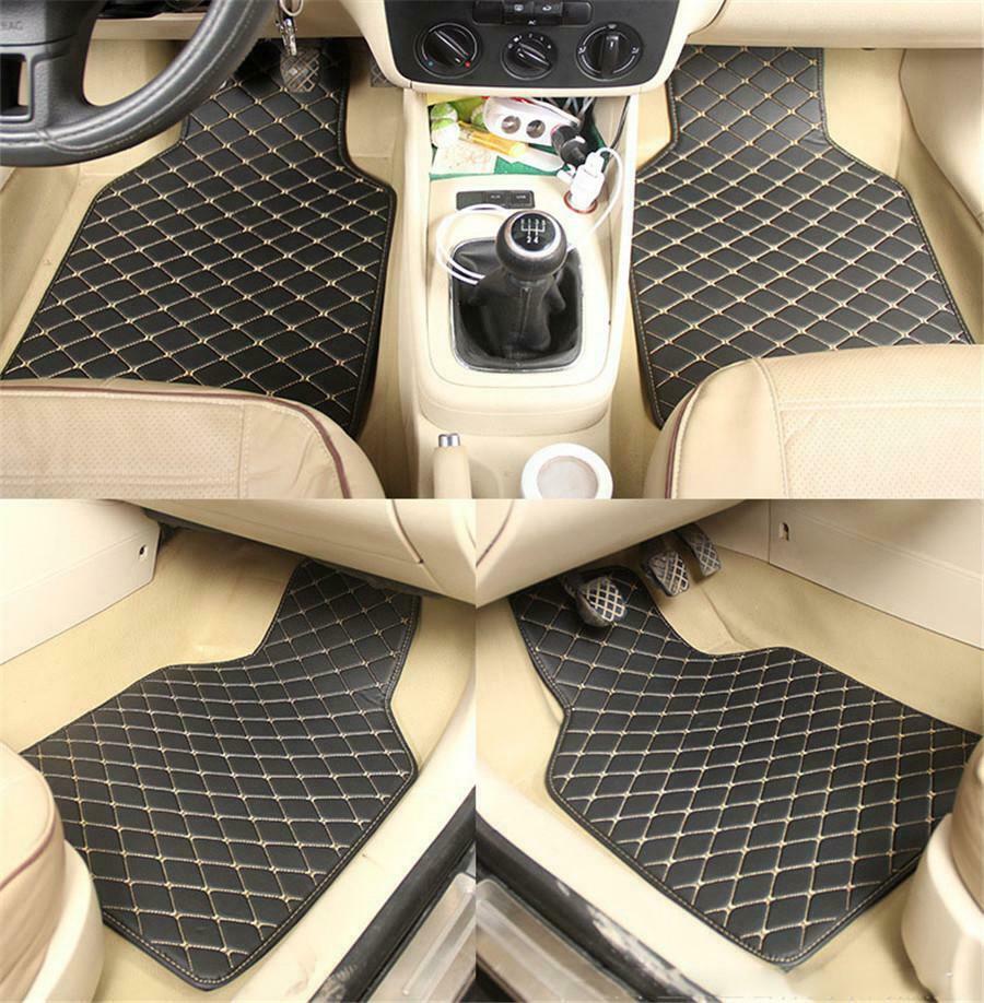 4x Black PU Leather Car Floor Mats For RHD/LHD BMW 3 5 7 Series F20 E90 F30 E60
