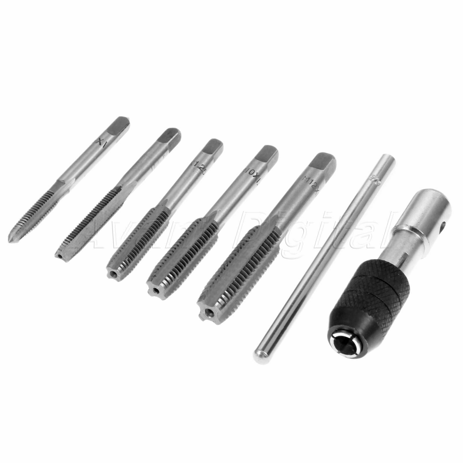 Alloy Steel T Handle Screw Tap Drill Bit & Tap Wrench Woodworking Tool M6-M12