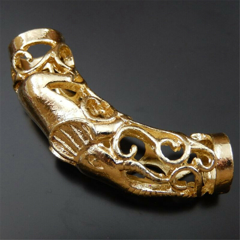 3 PCS Golden Alloy Elephant Tube Bead Charm Bracelet Hollow Pipe Pendant 47*10mm