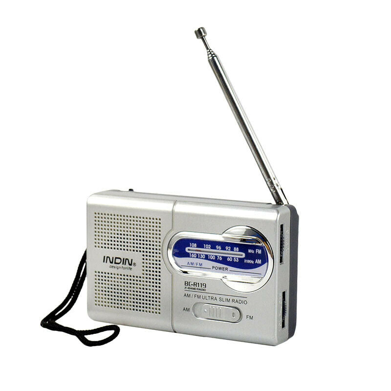 Universal Pocket AM/FM Receiver Portable Radio Antenna Built in Speaker