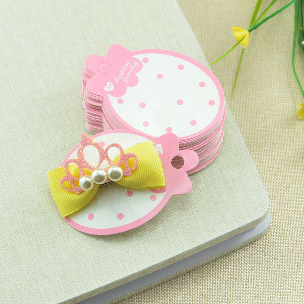 50pcs Strawberry Hairpin Card Kids Hair Clip Cardstock Display Cards Pink