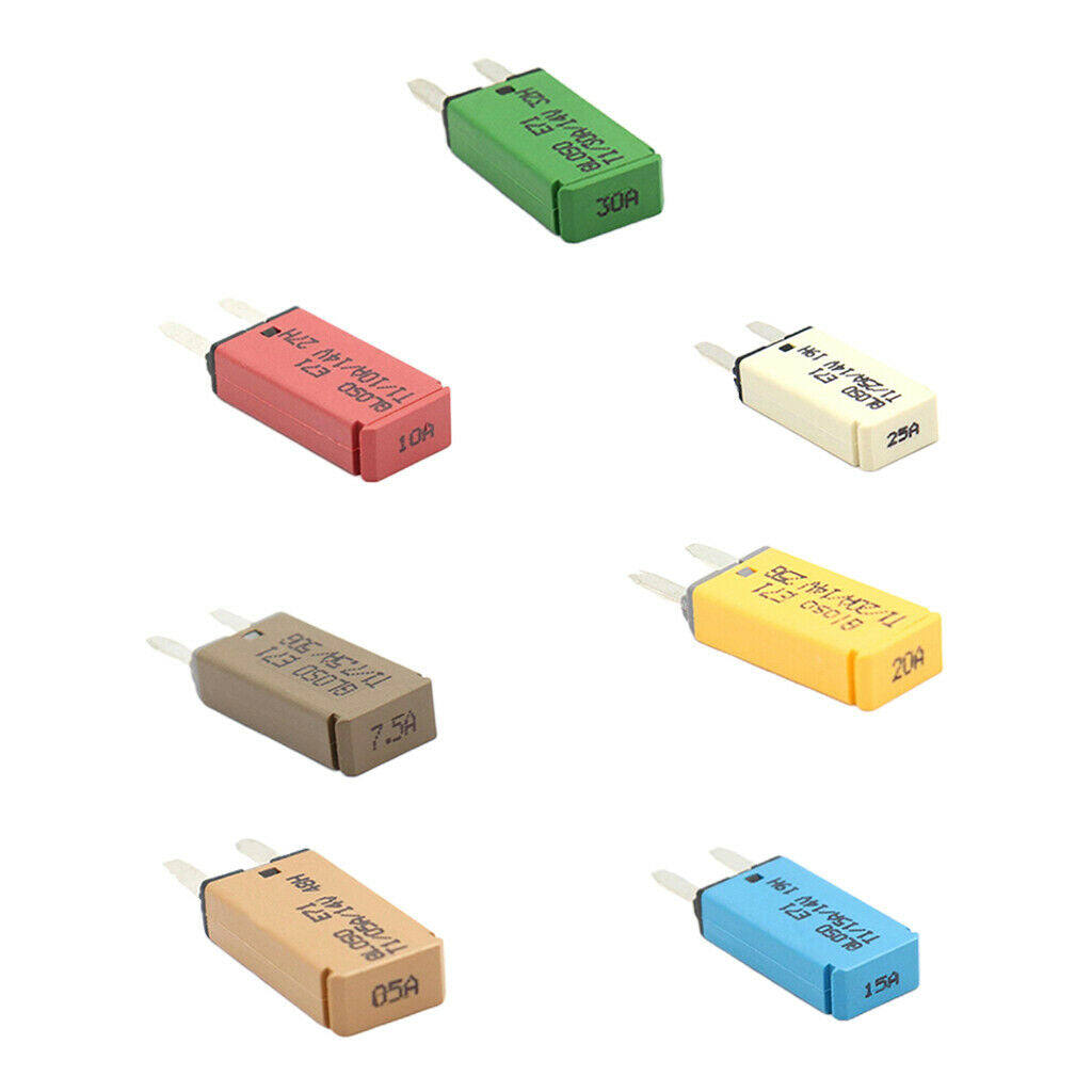7-piece car mini flat fuse assortment. 5A 7.5A 10A 15A 20A 25A