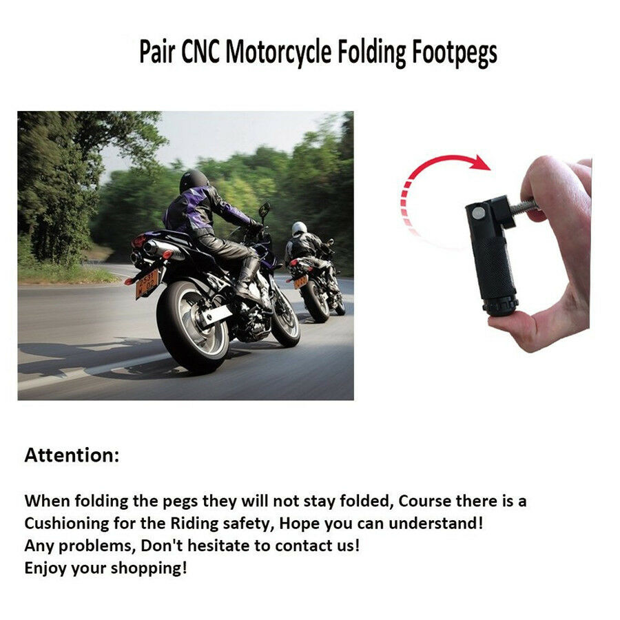 Universal Pair CNC Black Aluminum Motorcycle Folding Rearsets Footrest Footpeg