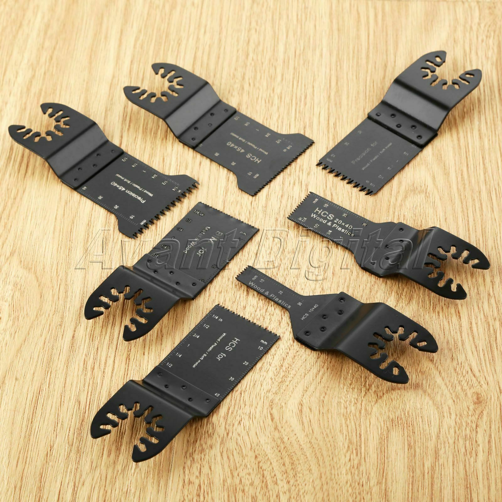 7x Oscillating Multi Tool HCS Precision E-cut Bi-metal Saw Blades Cutting Cutter