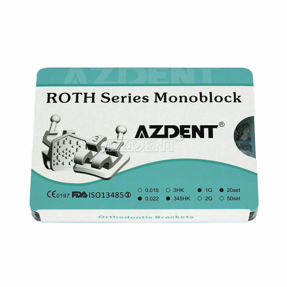 3Box Orthodontic MIM Monoblock Bracket Dental Mini Roth 022 Hooks 3-4-5 AZDENT