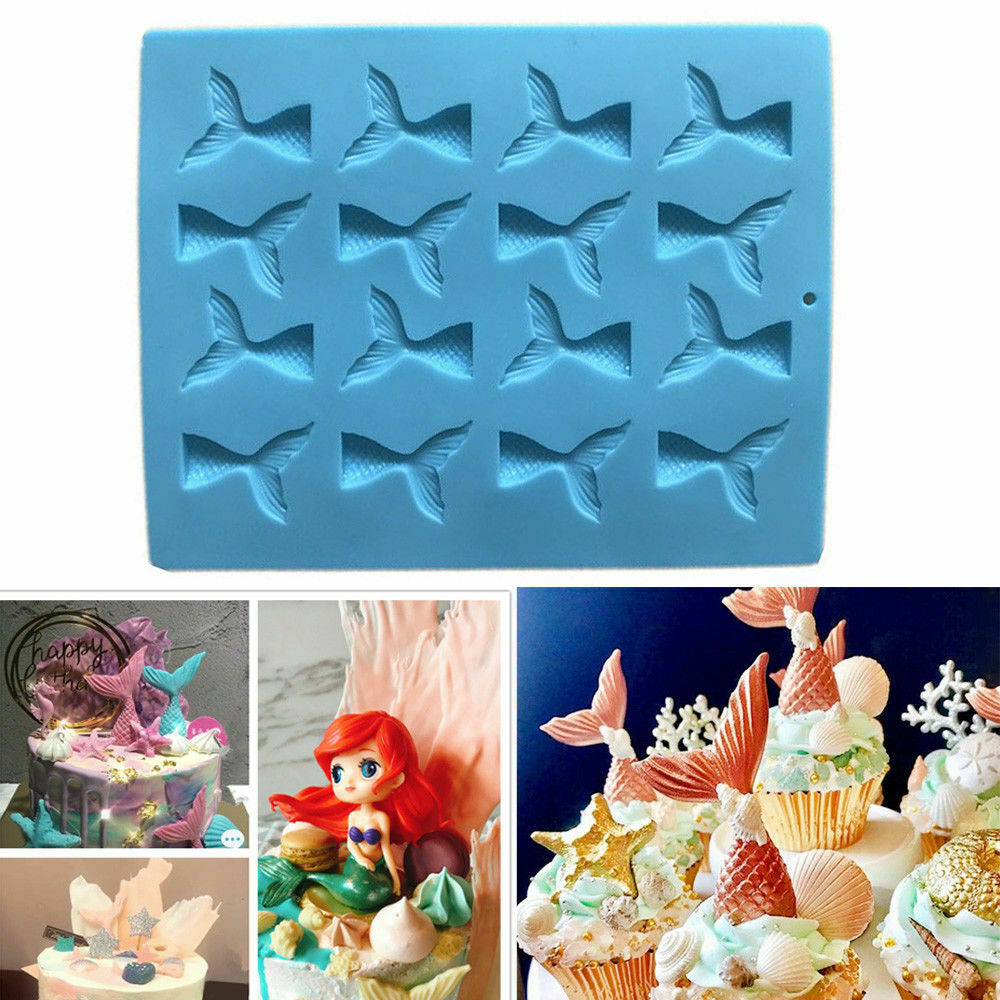 16 Cavities Mermaid Tail Silicone Mold For Chocolate, Candy Jelly Molds Baby