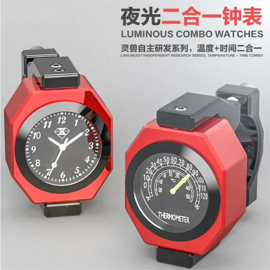 Waterproof Luminous Temperature Watch for Motorcycle Bike 22-28mm Handlebar CNN