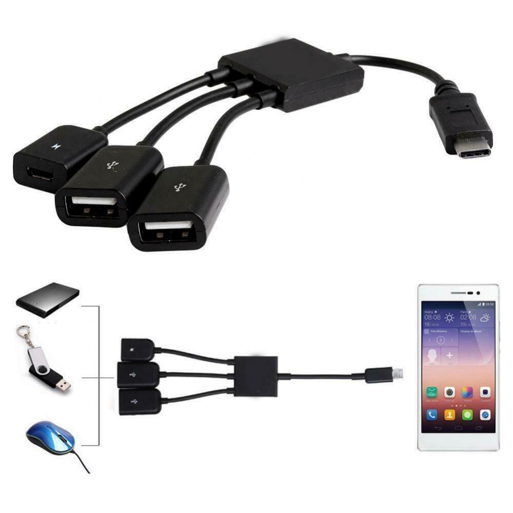 3 In 1 Type C USB 3.1 High   Port USB 2.0 Cable Hub Splitter Adapter