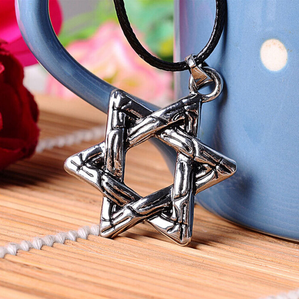 1 Pcs Hexagram Jewish Star Charm Pendant Necklace Chain Choker Necklace .l8