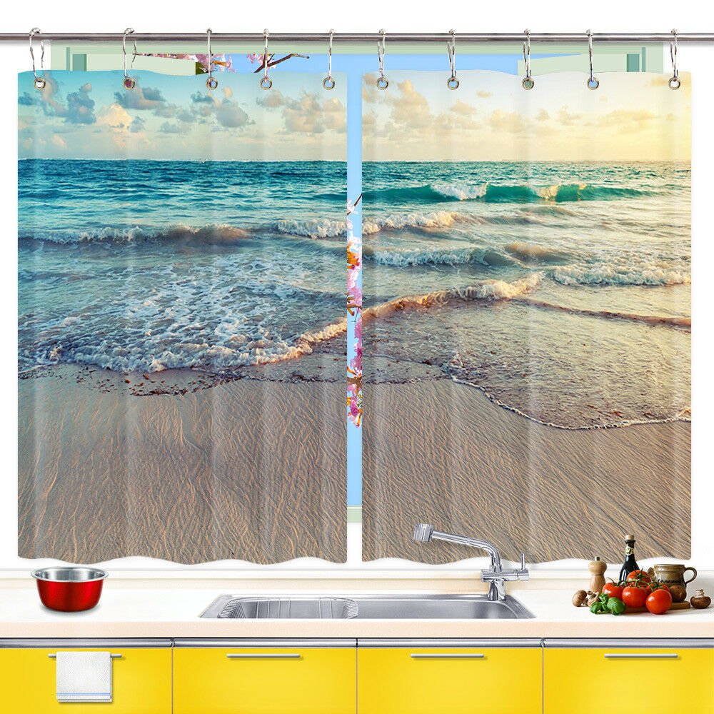 Kitchen Decor Beach and Sea Treatments for Kitchen Curtains 2 Panels, 55X39''