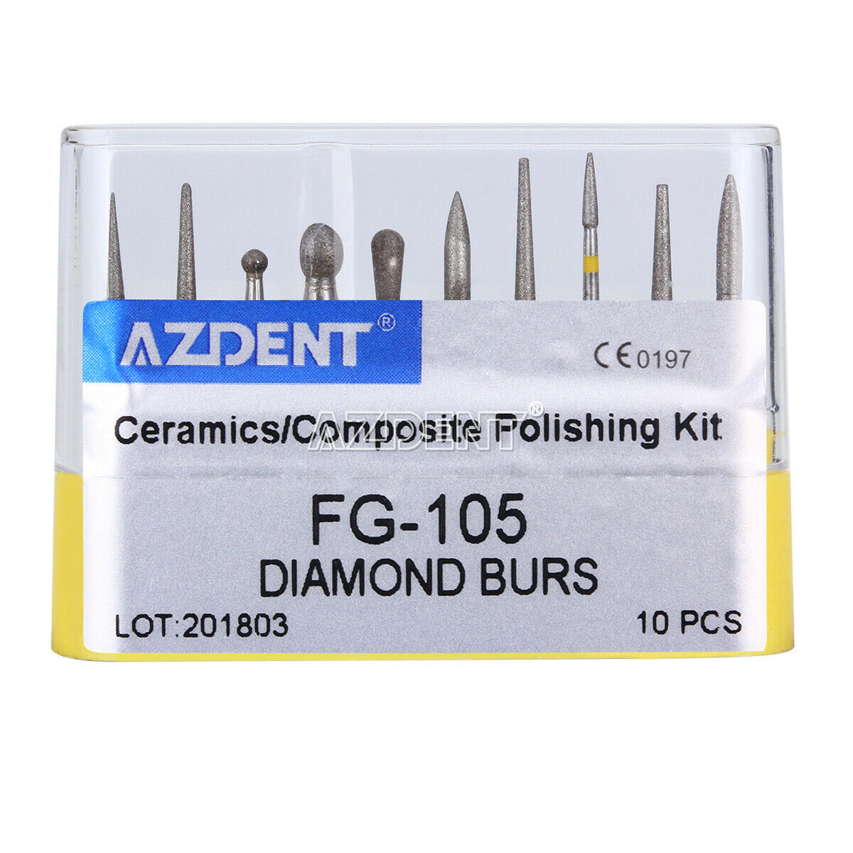 50X Dental Diamond Burs for Teeth Porcelain Composite Polishing FG-105 10pcs/box