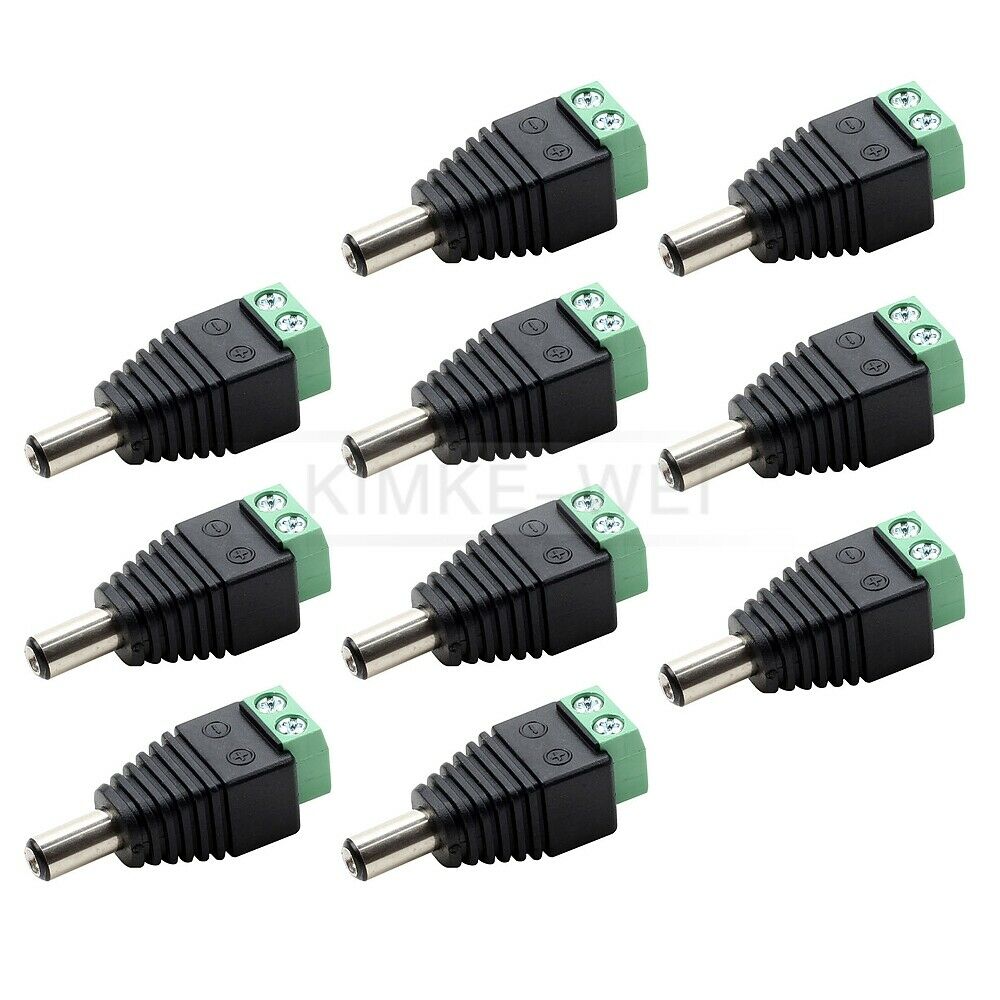 10x Male 5.5x2.1mm DC Power Jack Adapter Terminal Plug Connector No Solder New