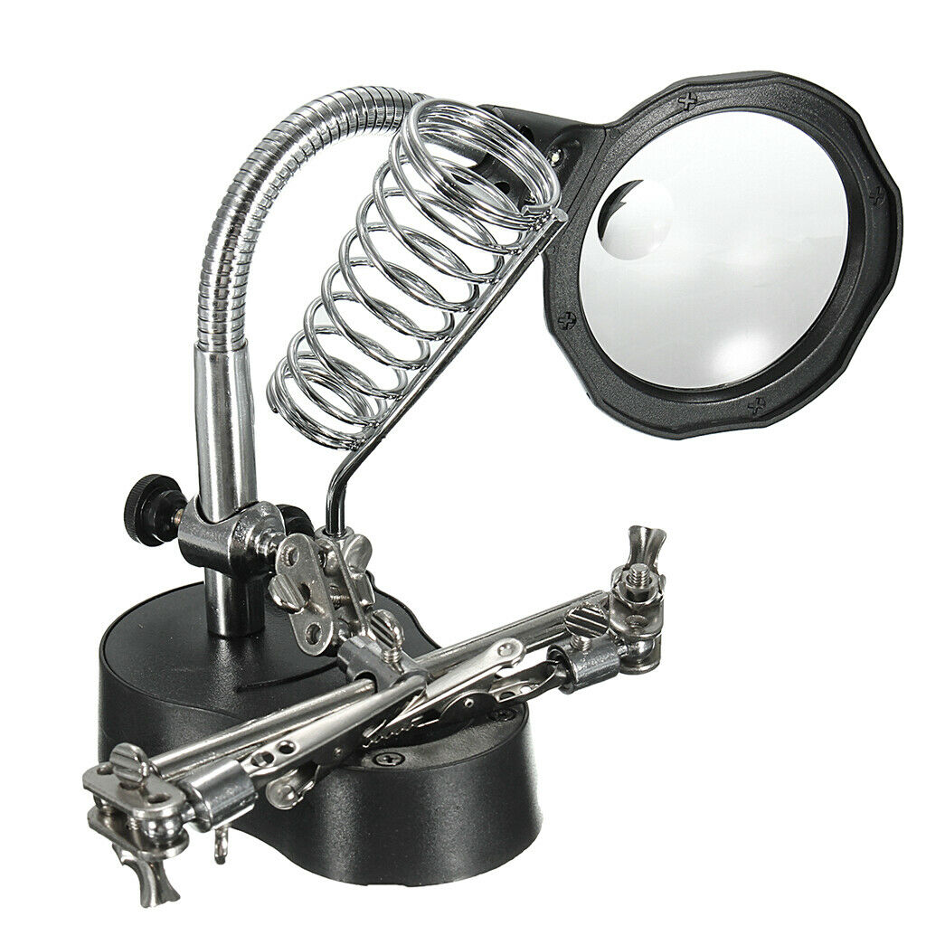 LED Helping Hands~Soldering Station Magnifier~3X/12X Dual Magnification Len~