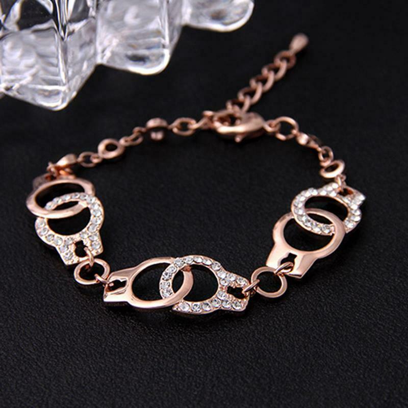 Fashion Women Punk Marble Adjustable Bracelet Bangle Chain Crystal Wristband