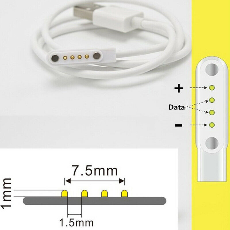 Magnetic Charger USB 2.0 Charging Cable Cord Power 4 Pin For Smart Watch .l8