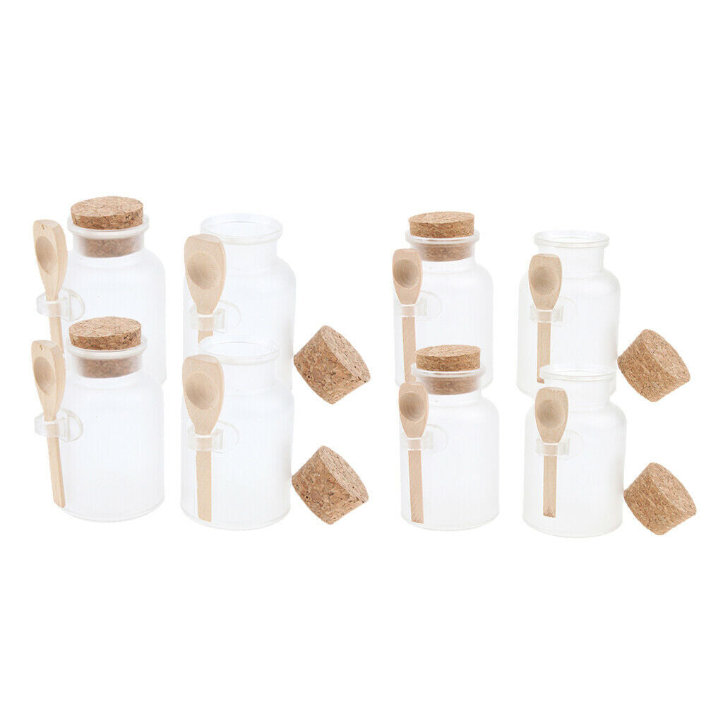 8Pcs/set Round Plastic Clear Bottle with Corks Bath Salt Vials Jar Container