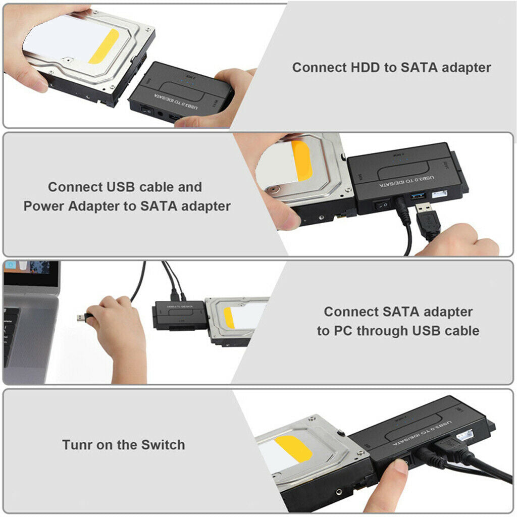SATA/IDE to USB 3.0 Adapter DC Power 12V for 2.5"/3.5" Inch IDE and SATA