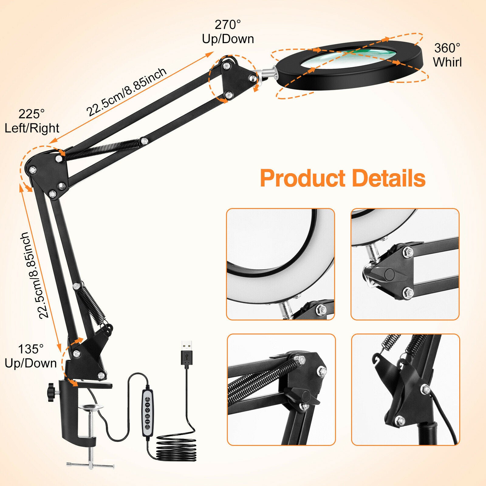 Magnifying Desk Lamp Clamp Adjustable Colors Desk Lamp Magnifying for Hobby