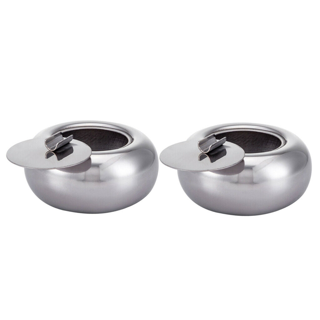2x Cigarettes Ashtray Ash Tray for Cars Windproof Portable Home Office Round