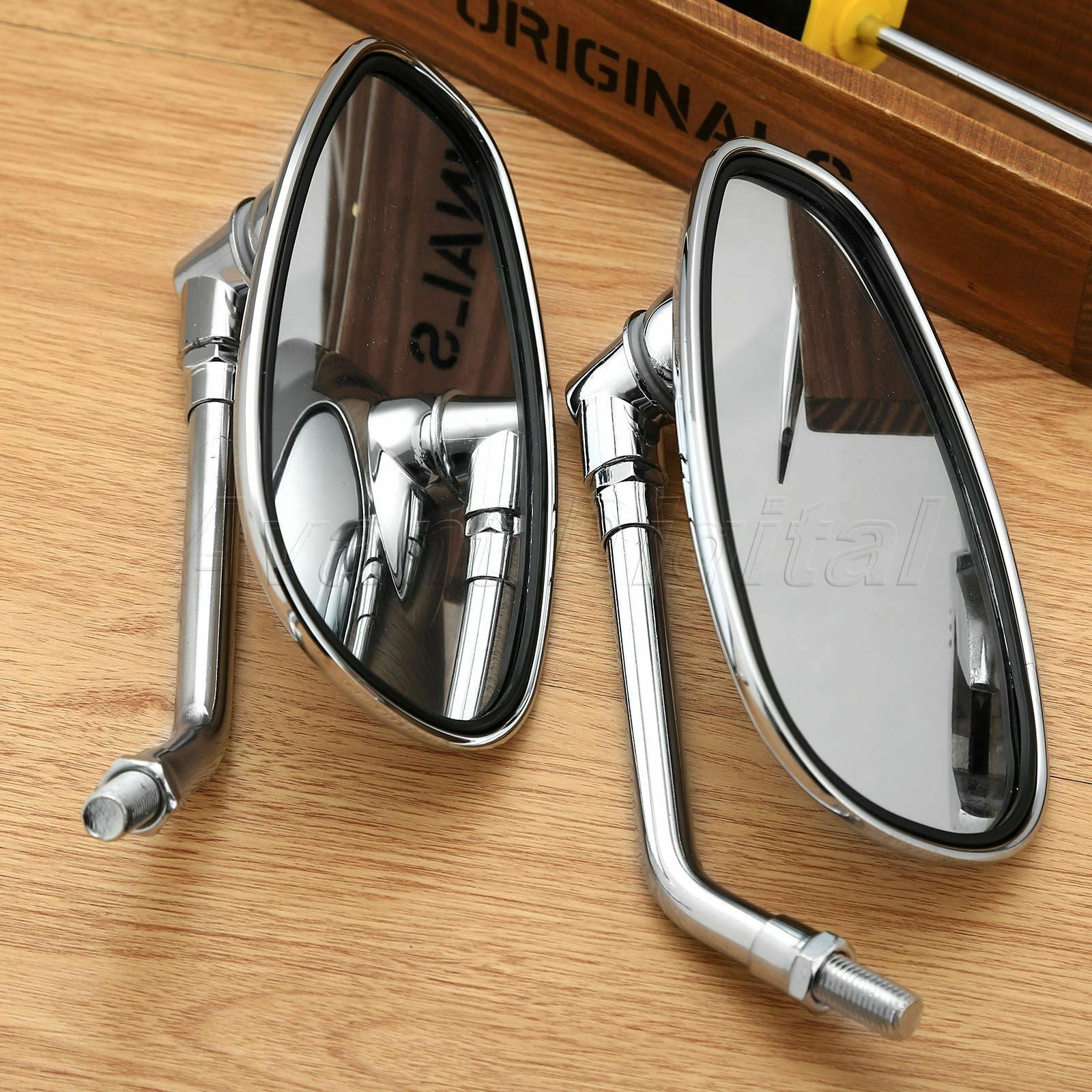 2x 10mm Motorcycle CNC Aluminum Oval Rearview Side Mirrors for Suzuki Kawasaki