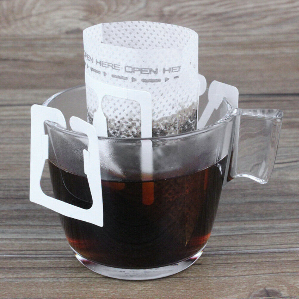 50pcs Drip Coffee Filter Bag Portable Hanging Ear Coffee Tea Filters Paper @