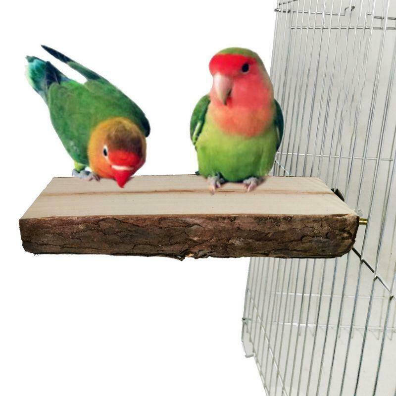 2Pcs Natutal Wooden Bird Parrot Toys Rough Bird Perch Cage Play Stand Platform