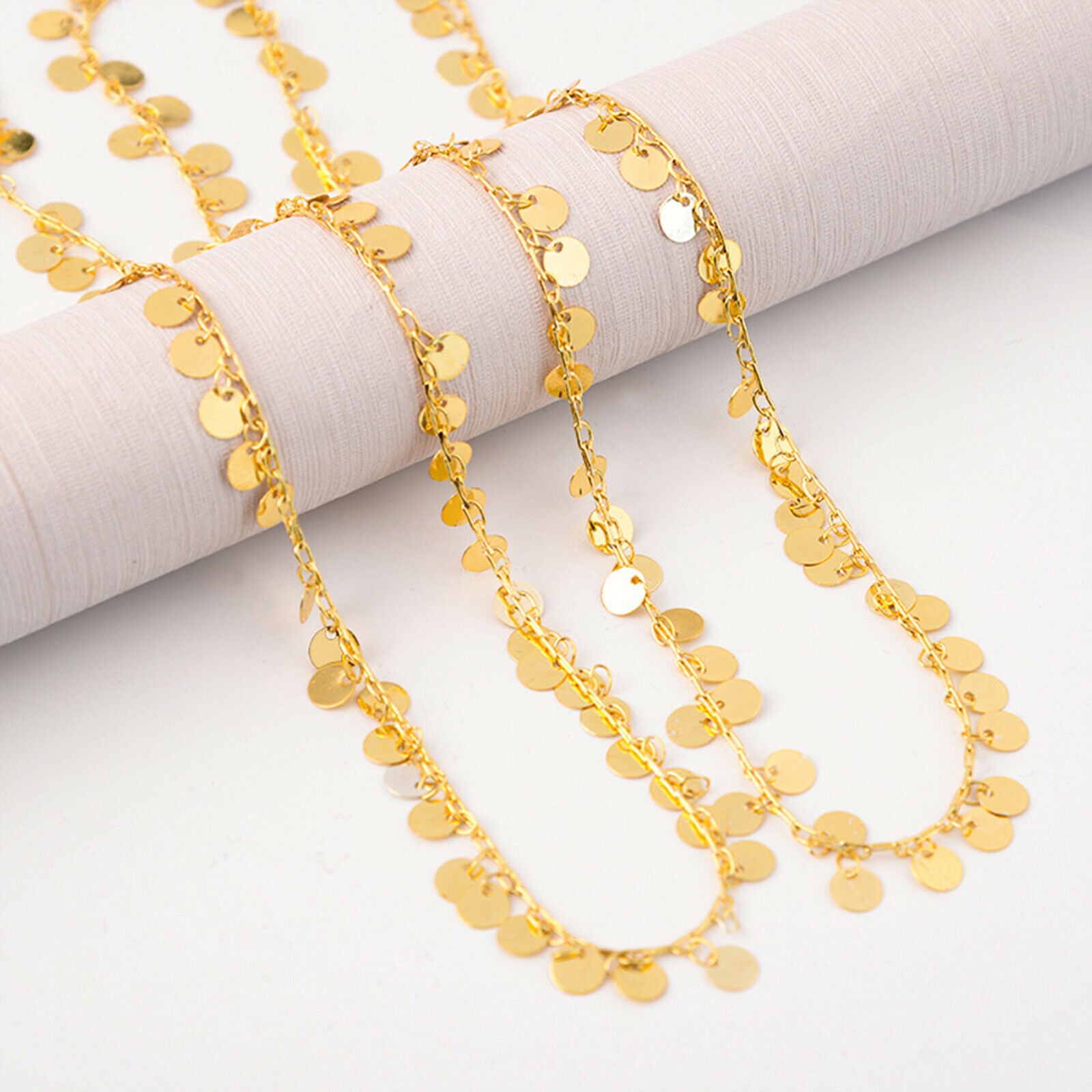 Brass Coin Link Chain Charms Pendants Circle Disc Beads for Jewelry Making Women