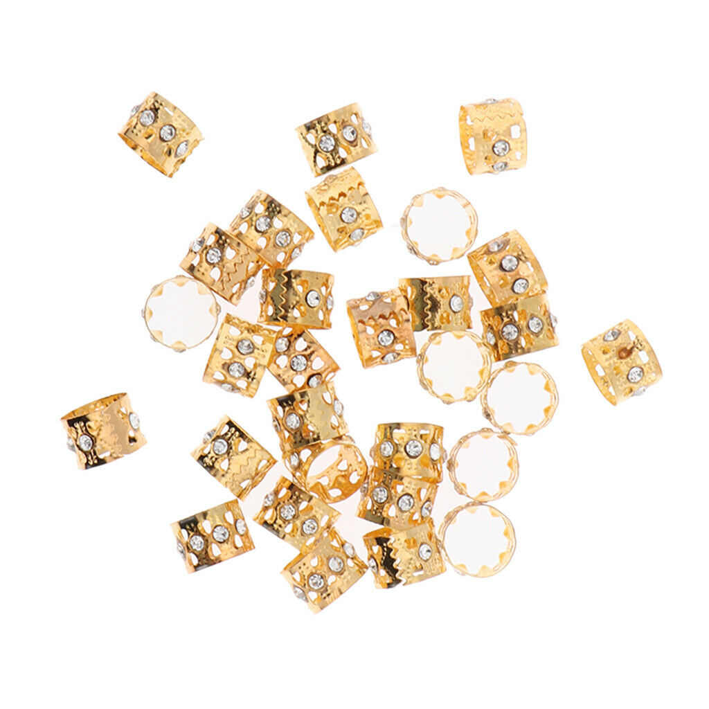 60pcs Cute Lovely Crystal Hair Cuffs Metal Dreadlock Beads DIY Hairstyle Braid