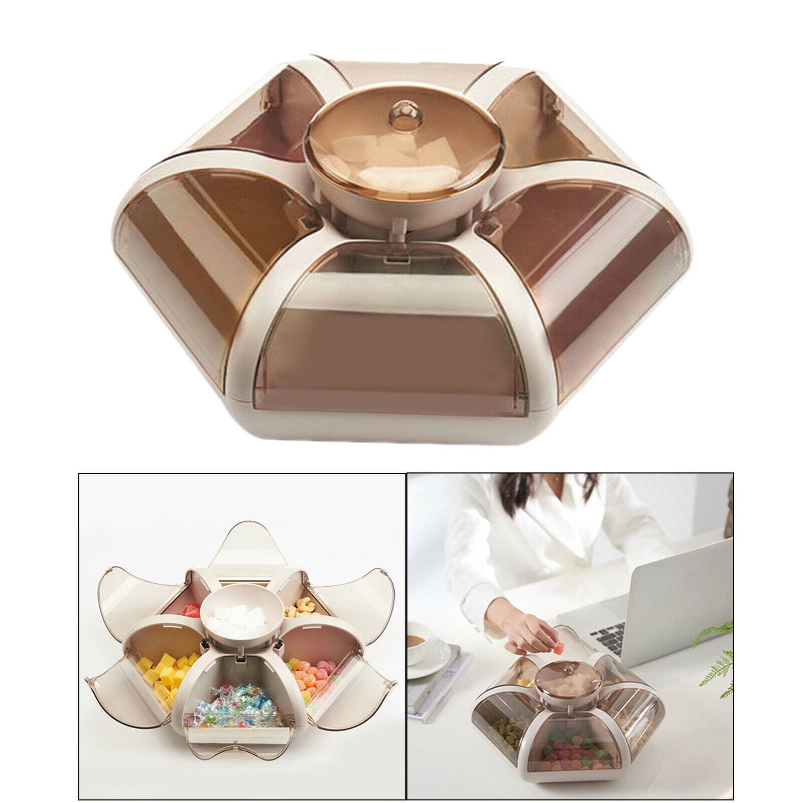 Creative Transparent Candy Container 6 Compartment Snack Tray Picnic Holiday