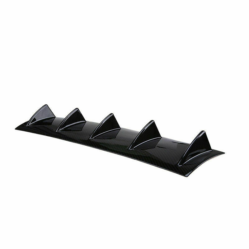 Universal Carbon Black Rear Bumper Lip Diffuser Shark Fin Car Back Splitter 5