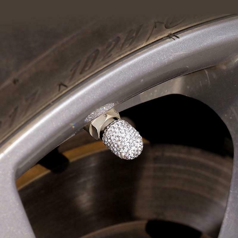 Crystal Rhinestone Universal Tire Valve Dust Caps Set of 4 Air-tight Leak-proof
