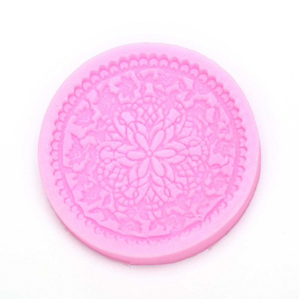 DIY Flower Vine Pattern Lace Round Silicone Cake Mold Fondant Cake Decora.l8