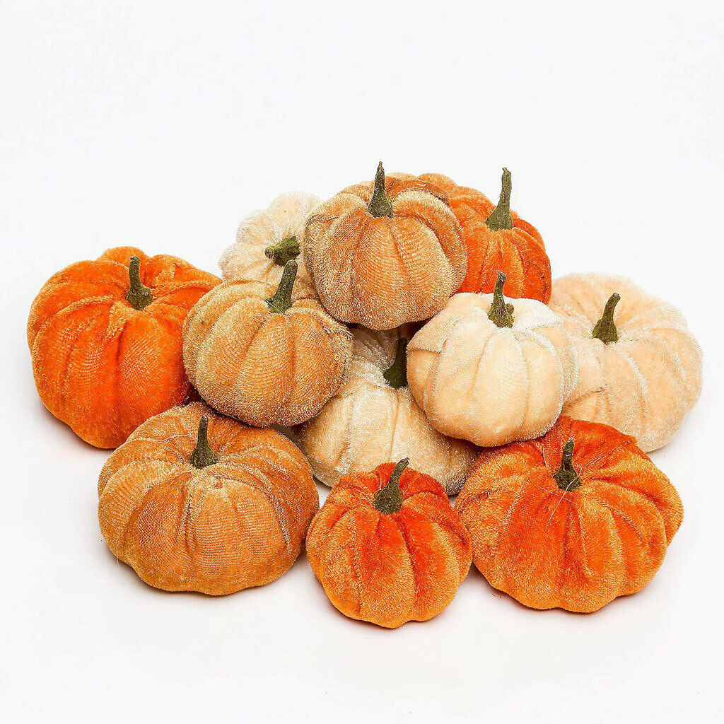 36x Velvet Pumpkins Colorful Soft Halloween Festival Harvest Fall Home