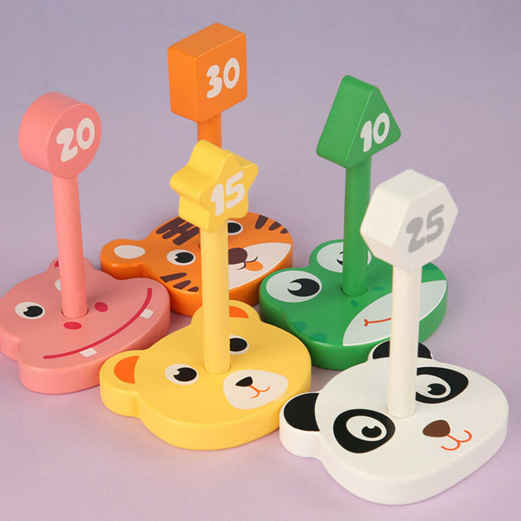 Funny Wood   Set 5 Pegs & 5 Rings Backyard Playset for Kids