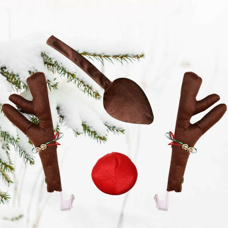 Reindeer Decoration Car Vehicle Nose Horn Costume Set Rudolph Christmas ReindeG3
