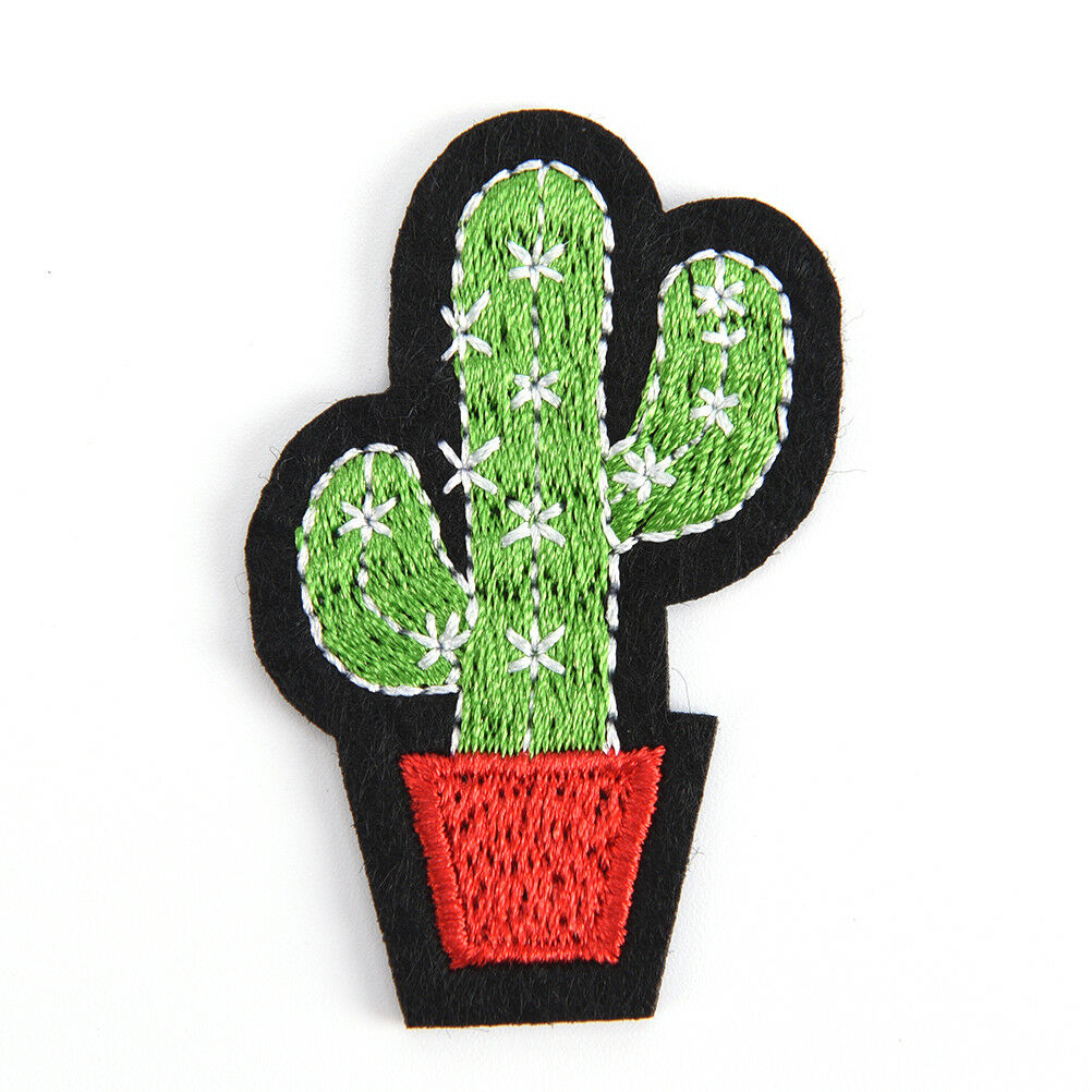 3pcs Cactus Embroidery Fabric Applique Iron/Sew on Patches For Clothing .l8