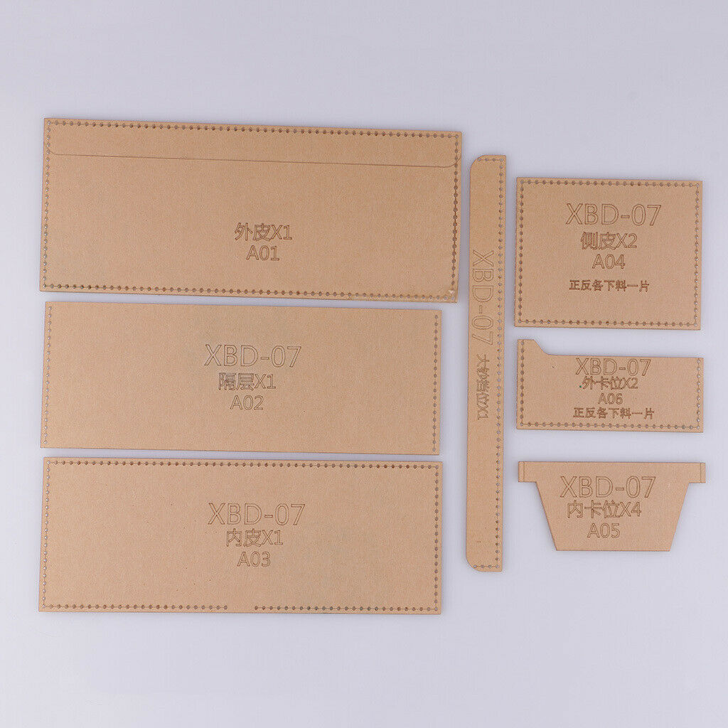 7pcs Short Wallet Acrylic Leathercraft Template Pattern for DIY Purse Making