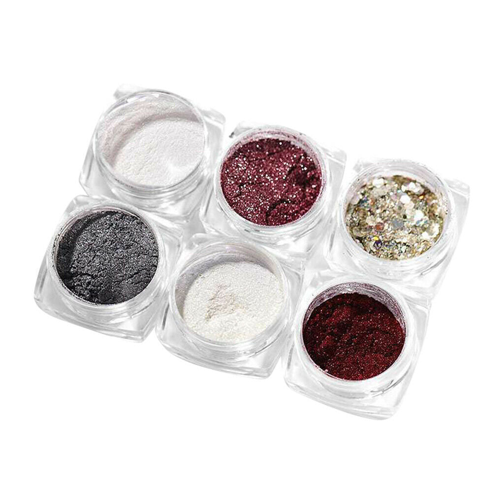 6 Boxes Holographic Mermaid Nail Art Glitter Powder Sequins Flakes Paillette 03