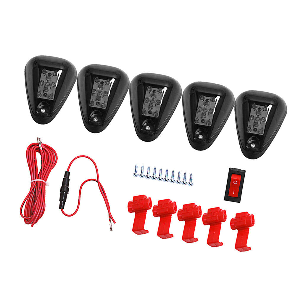 5PCS Yellow LED Roof Top Truck SUV Cab Marker Running Clearance Lights Set