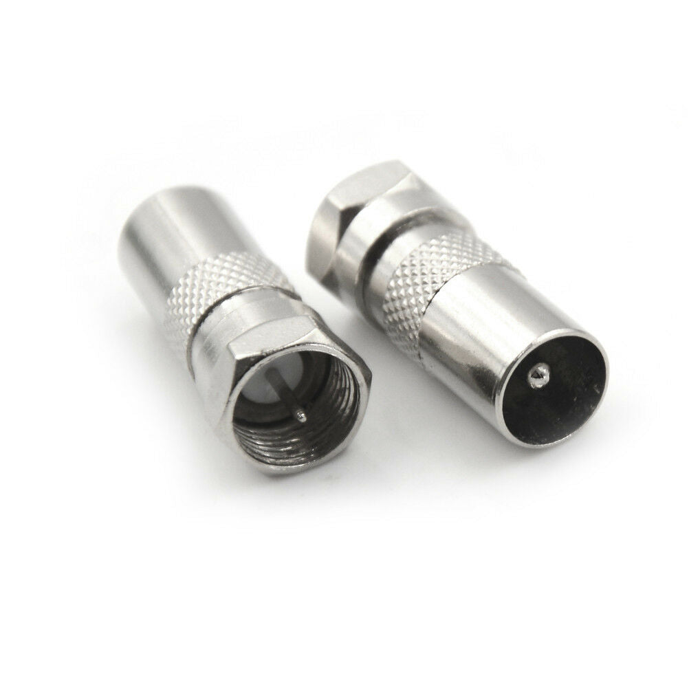 5PCS F Male Plug To IEC DVB-T TV PAL Male Straight Coax Coaxial RF Adapter B_DD
